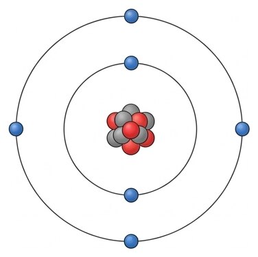 Un atome : un petit noyau (protons et neutrons) entouré d'électrons, avec beaucoup de vide entre les deux.