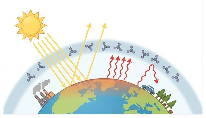 Les gaz à effet de serre retiennent une partie de la chaleur de la Terre, et les activités humaines en ajoutent.